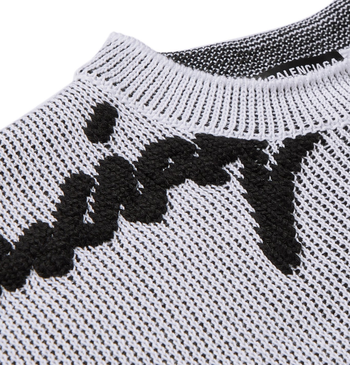 Balenciaga - Oversized Logo-Intarsia Cable-Knit Sweater - White