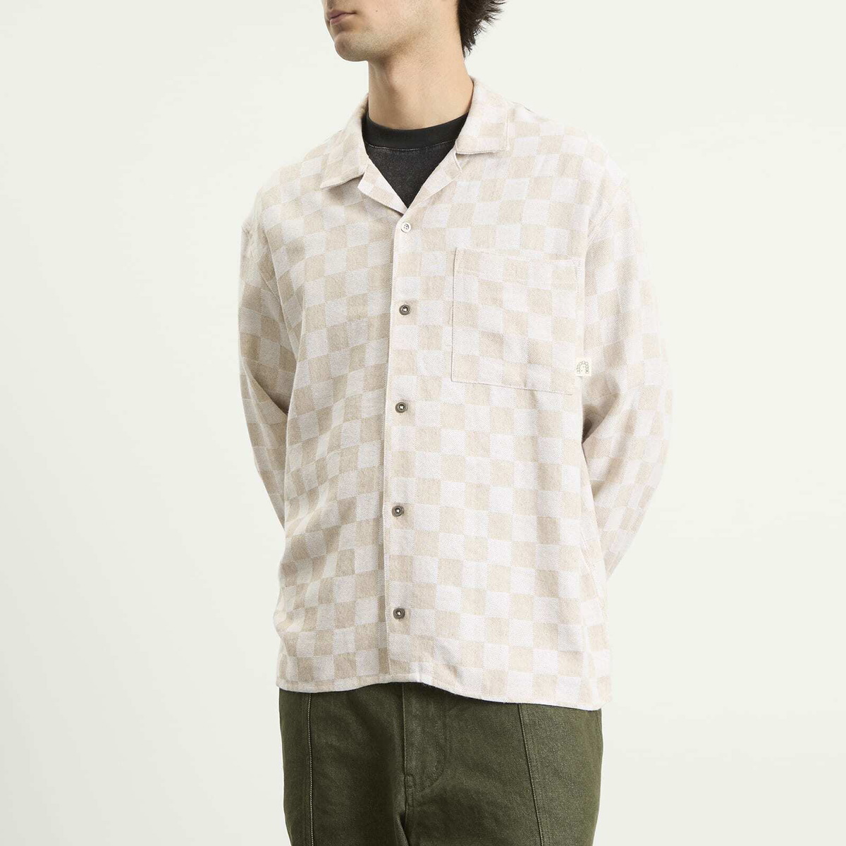 Heresy Men's Trellis Revere Shirt in Ecru Check