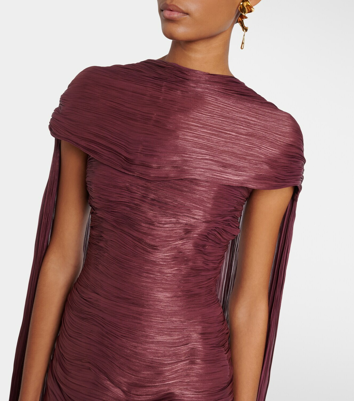 Marmar Halim Draped pleated scarf-detail gown