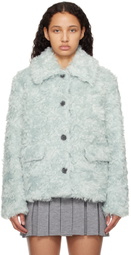 Sandy Liang Blue Peru Faux-Fur Jacket