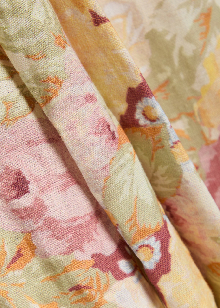 Faithfull The Brand Murano Floral-print Linen Midi Dress Multicoloured
