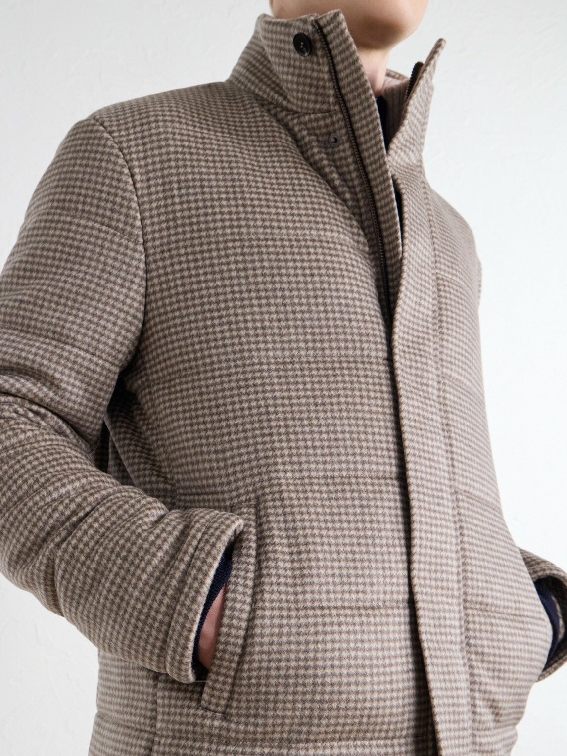N.PEAL - Quilted Houndstooth Cashmere Jacket - Brown