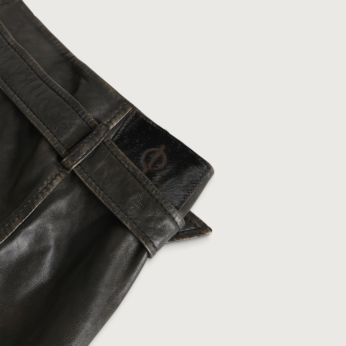 END. x Samsøe Samsøe Women's Sastiya Leather Skirt in Washed Black Olive