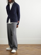 AMI PARIS - ADC Logo-Embroidered Cashmere and Wool-Blend Cardigan - Blue