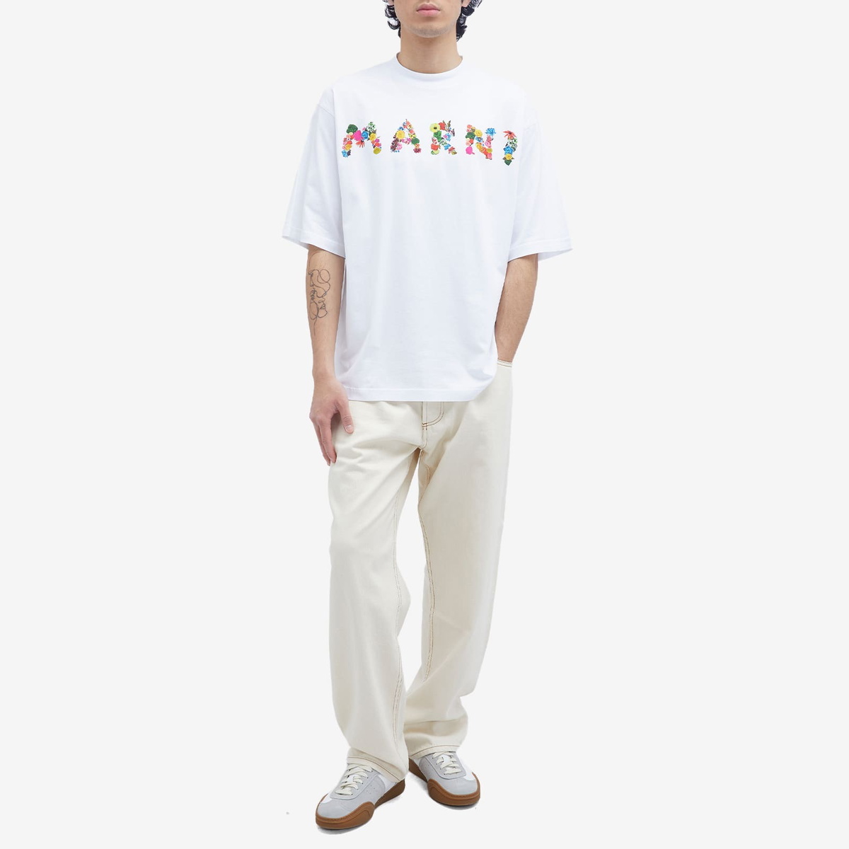 ★MARNI★ Floral embroidery short sleeve shirt Lily White CU Marni Short Shirt with Short Sleeves with Cuff | SHOWROOM