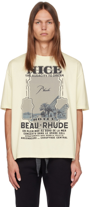 Photo: Rhude Beige Printed T-Shirt