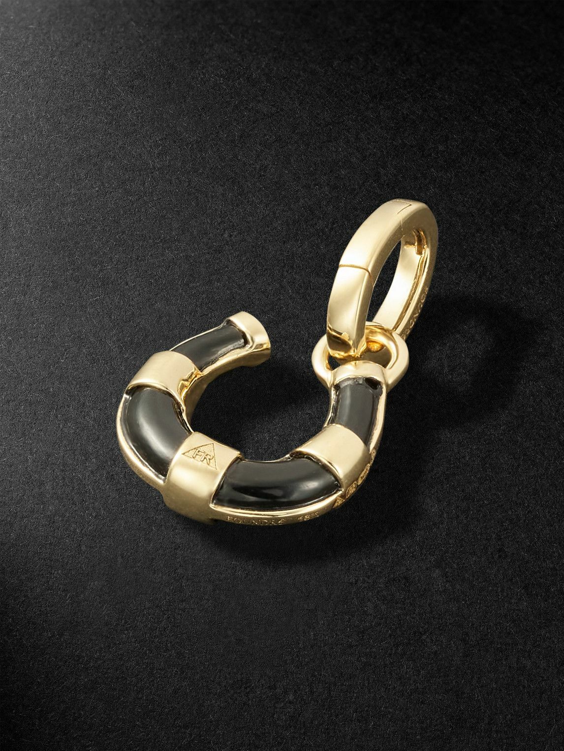 Foundrae - Protection Horseshoe Miniature 18-Karat Gold Onyx Pendant