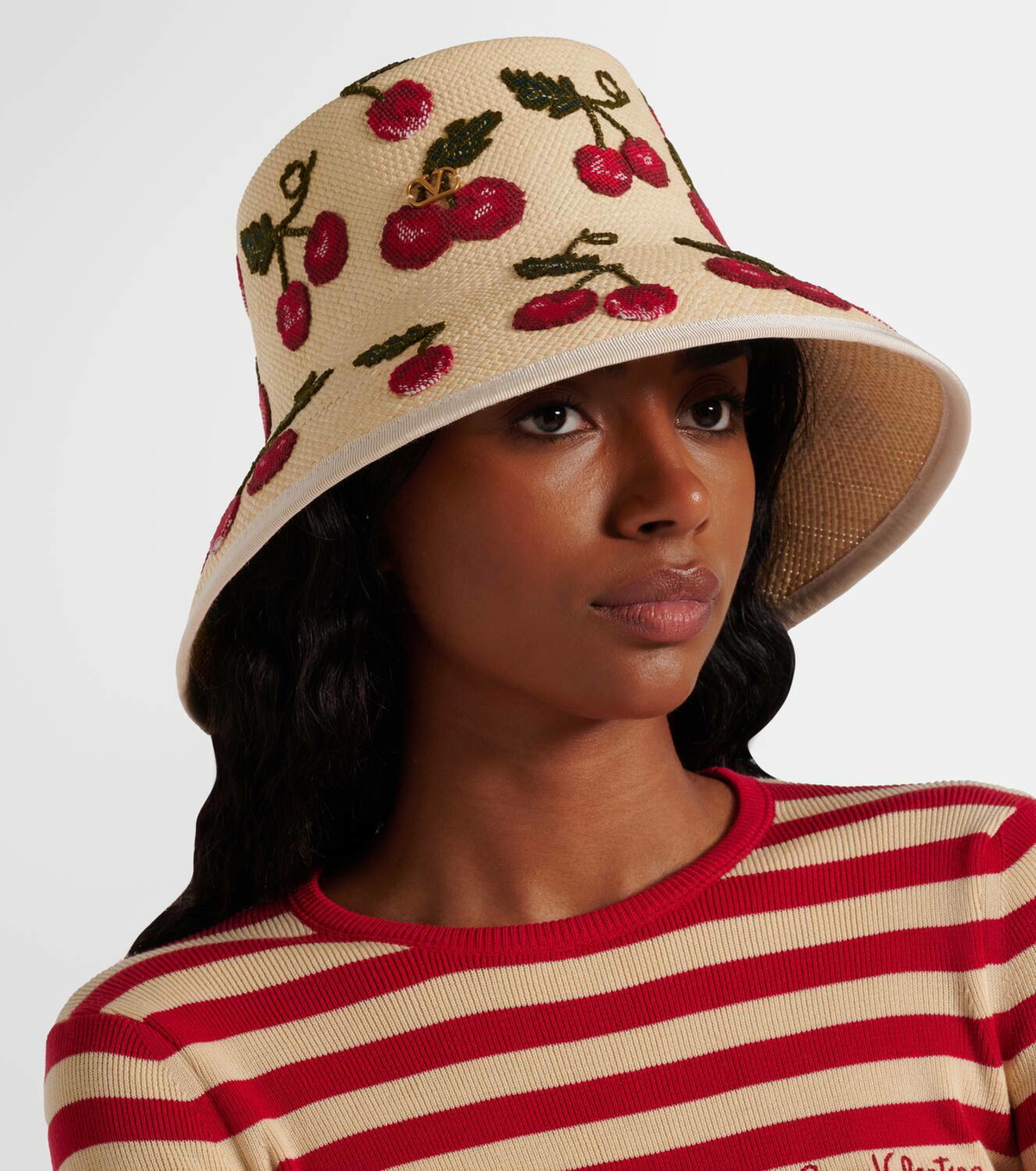 Valentino Cherryfic embroidered straw sun hat Valentino