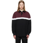 Simone Rocha Burgundy & Black Bow Stripe Rugby Polo