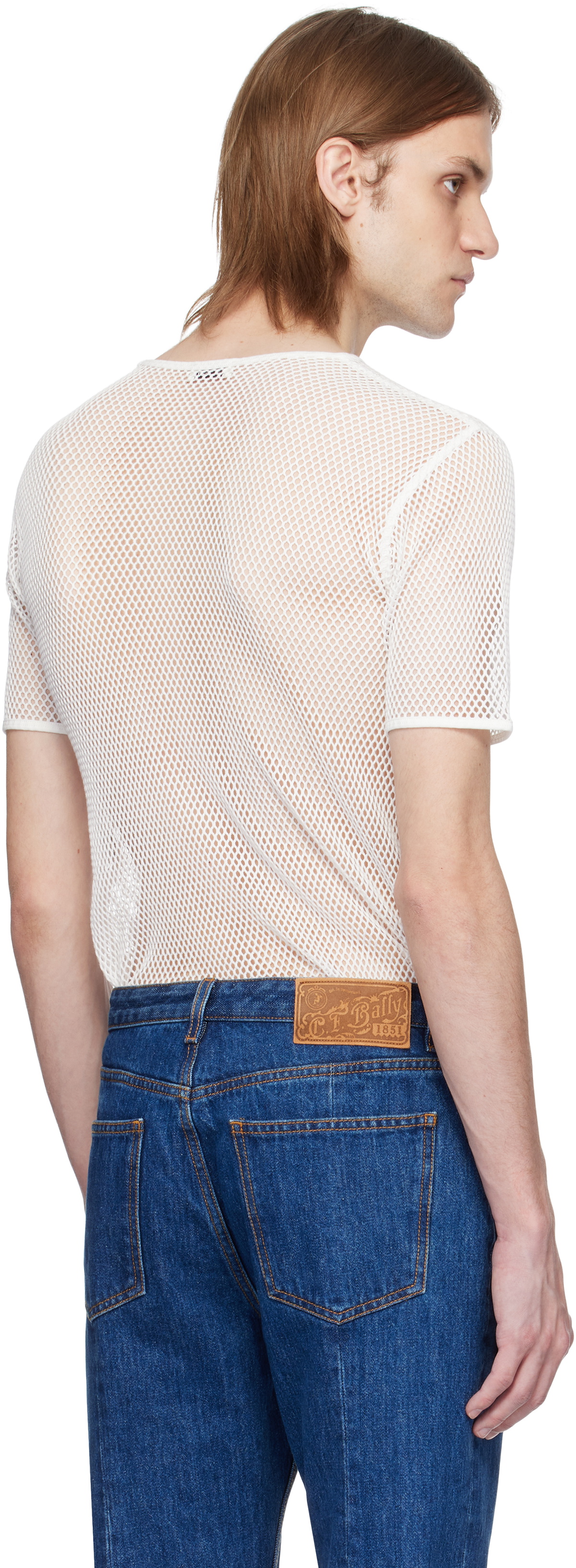 Bally White Fishnet T-shirt