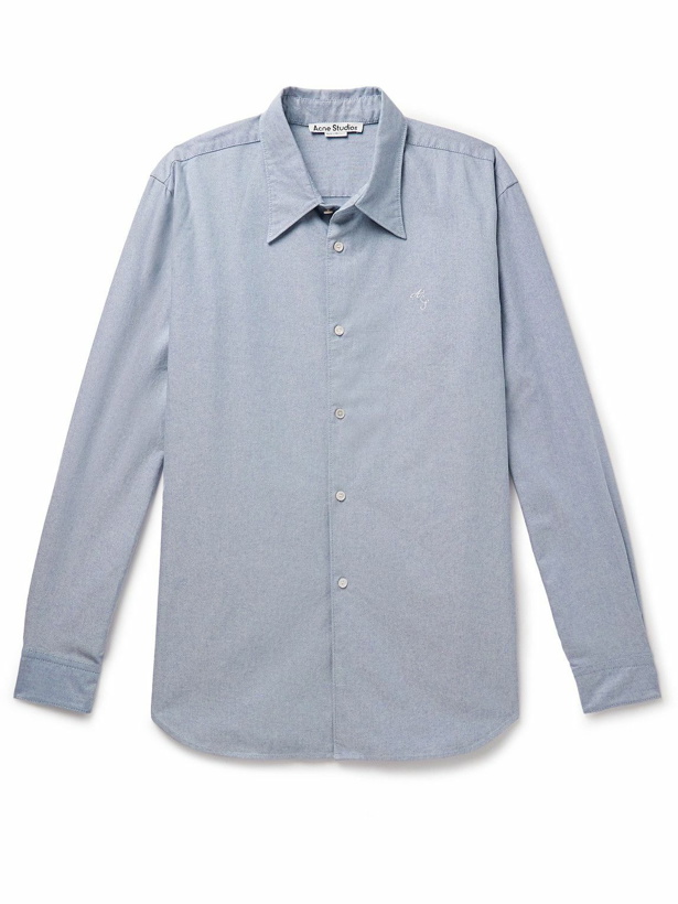 Photo: Acne Studios - Salo Logo-Embroidered Cotton Oxford Shirt - Blue