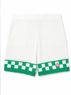 Casablanca - Straight-Leg Logo-Appliquéd Checked Cotton Shorts - White