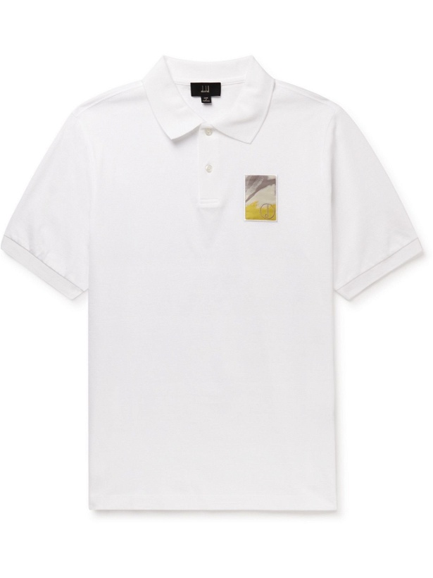 Photo: DUNHILL - Abrasion Logo-Appliquéd Cotton-Piqué Polo Shirt - White