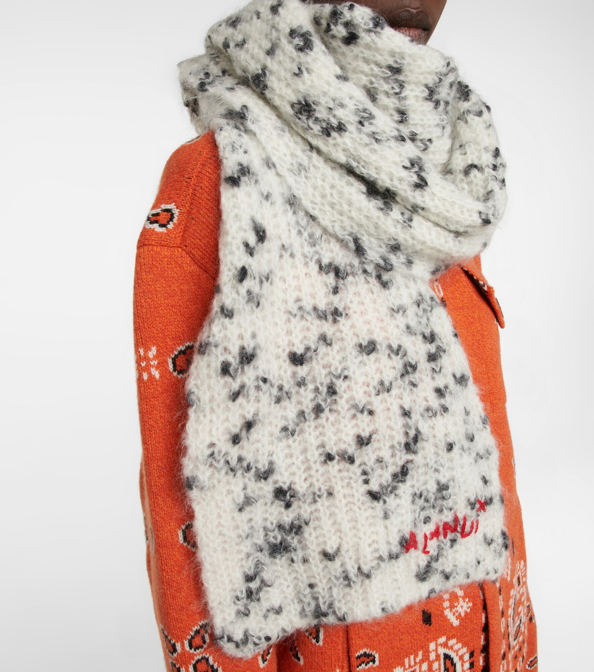 【LIDNM】WOOL MOHAIR MELANGE STOLE Mohair Linen Knit Stole｜Snow White – PINT_MN WOOL MOHAIR MELANGE