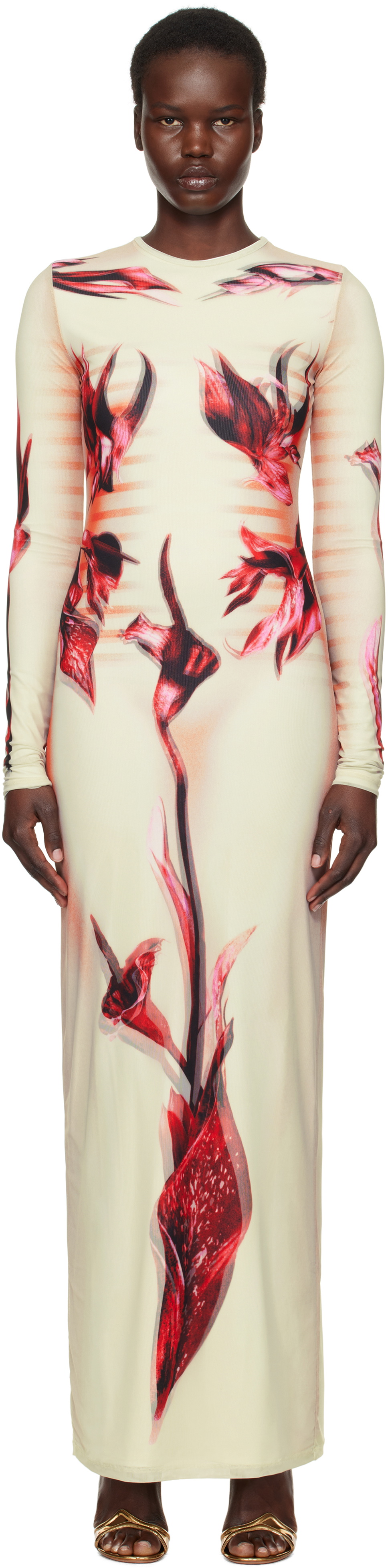 Jean Paul Gaultier Green & Pink 'The Flower Body Morphing Marinire' Maxi  Dress Jean Paul Gaultier
