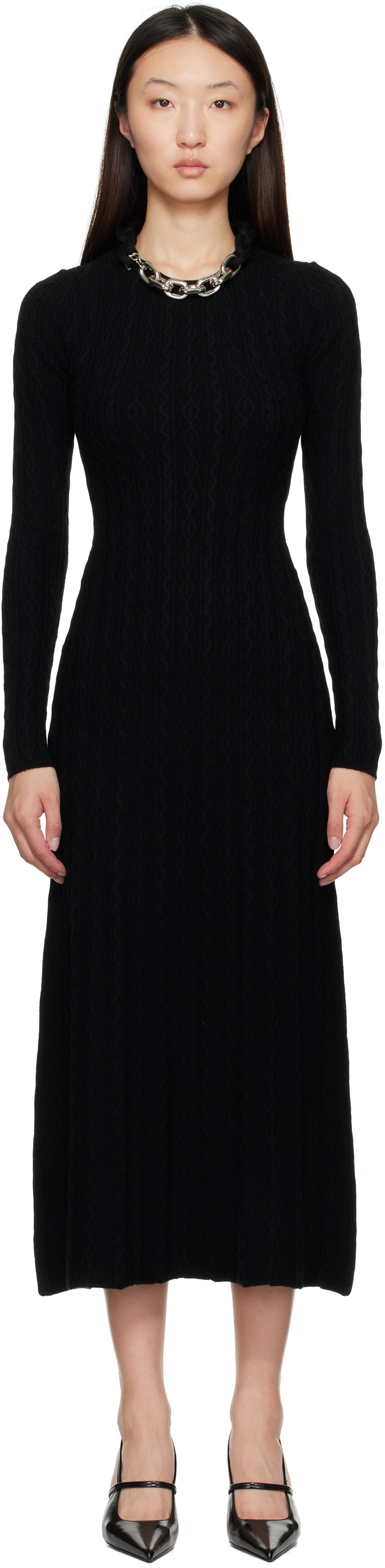 Rabanne Black Wool Maxi Dress
