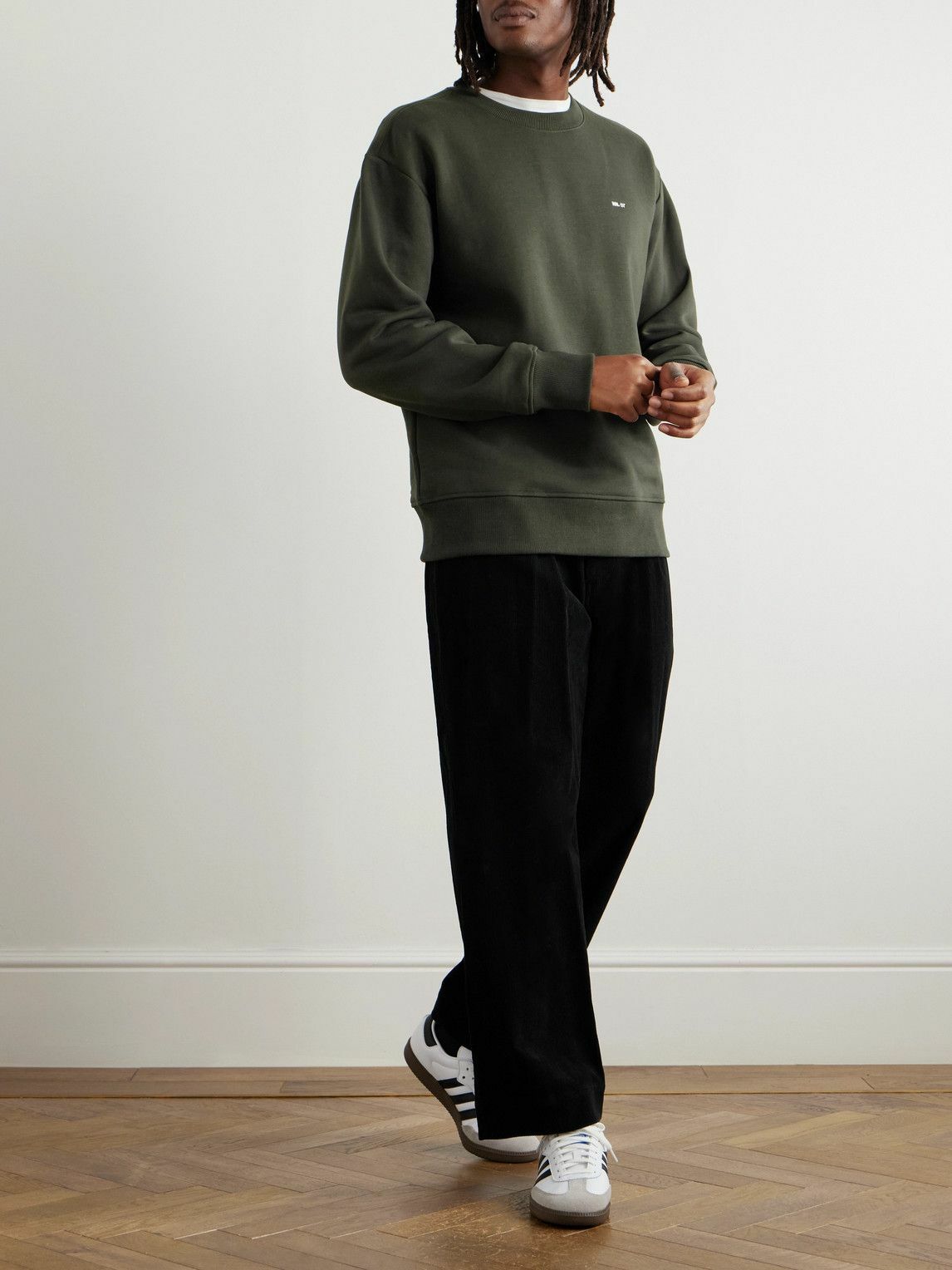 NN07 - Briggs 3504 Logo-Embroidered Organic Cotton-Blend Jersey Sweatshirt - Green