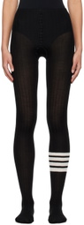 Thom Browne Black 4-Bar Opaque Rib Tights