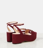 Gucci Lady Horsebit GG Canvas wedge sandals