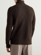 De Petrillo - Slim-Fit Ribbed Merino Wool and Cashmere-Blend Rollneck Sweater - Brown