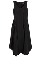 High Good Fortune Panelled Satin Midi Dress Black