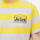Aries Men's Striped Temple T-Shirt in Lilac/Orange