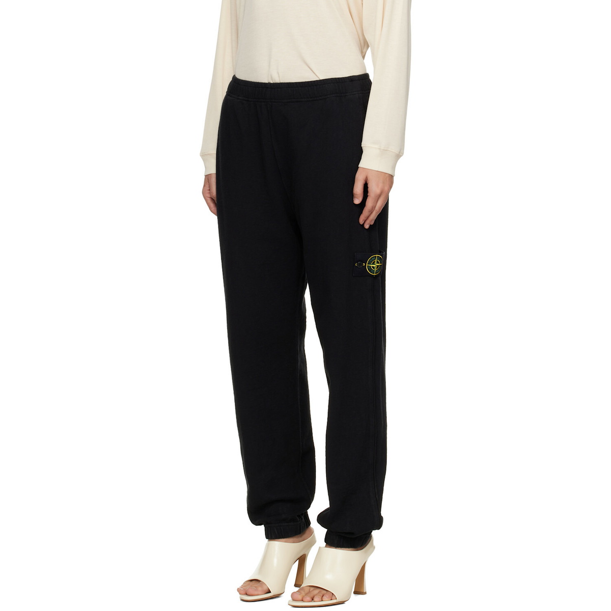 Stone Island Black 6200012 Malfilé Fleece 'Old' Effect Sweatpants