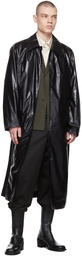 AMOMENTO Black Glossy Long Coat