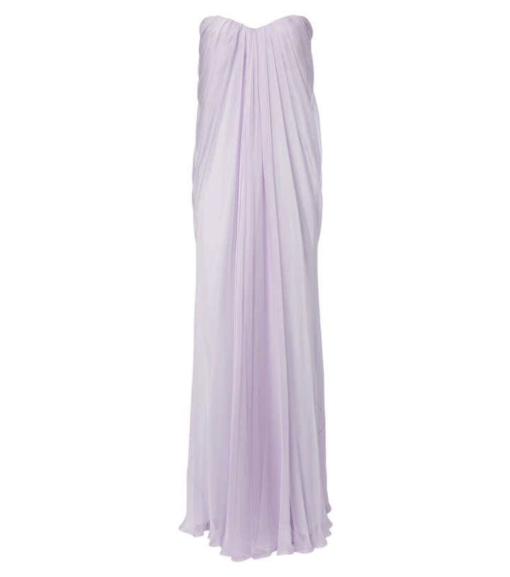Photo: McQueen Draped silk chiffon bustier gown