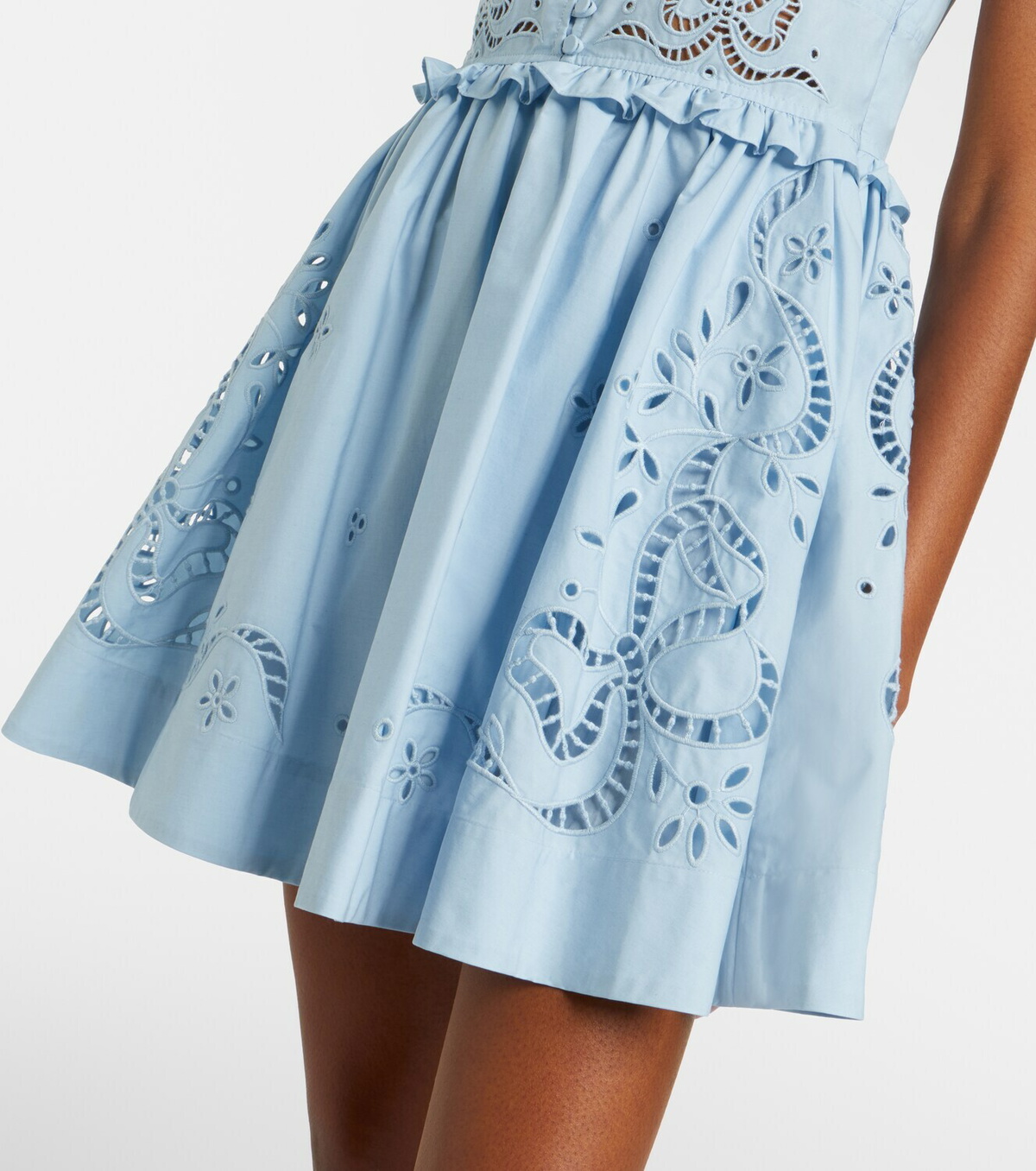 Self-Portrait Broderie anglaise cotton-blend minidress