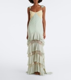De La Vali Auralite lace-paneled tiered gown
