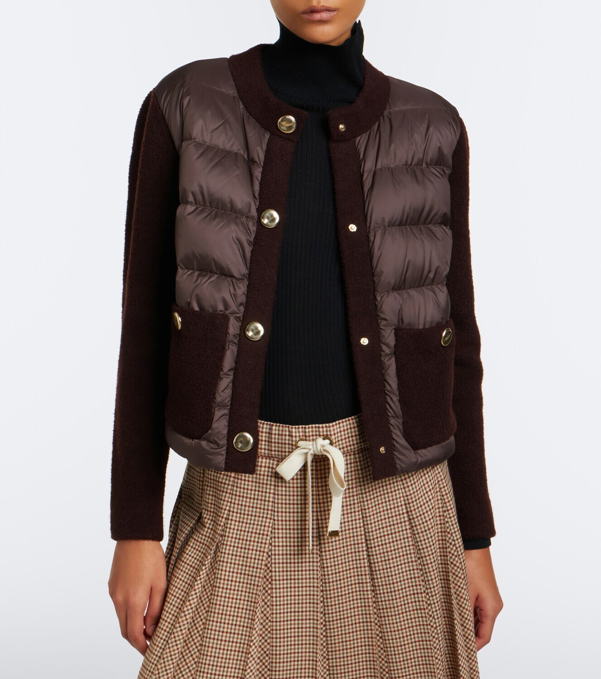 Moncler Down-paneled wool-blend cardigan