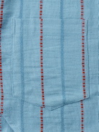 Kardo - Unstructured Striped Cotton-Canvas Suit Jacket - Blue
