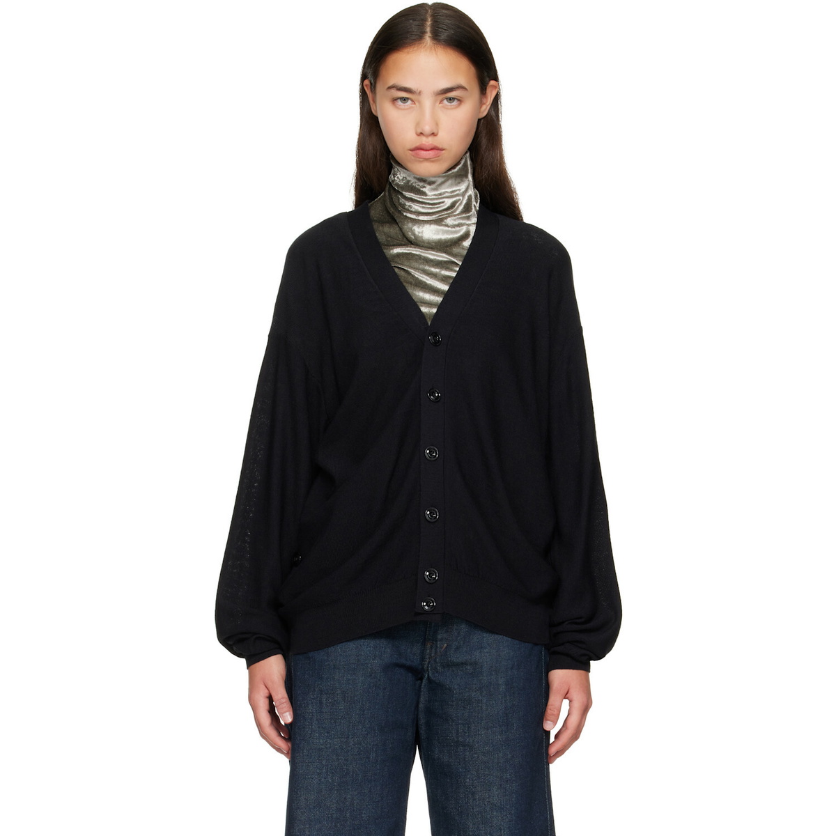 LEMAIRE Black Relaxed Twisted Cardigan