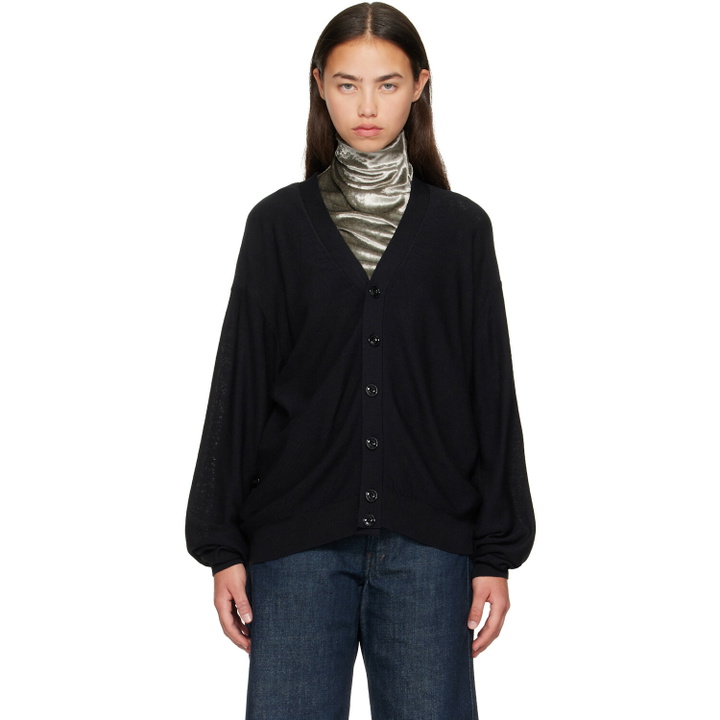 Photo: LEMAIRE Black Relaxed Twisted Cardigan