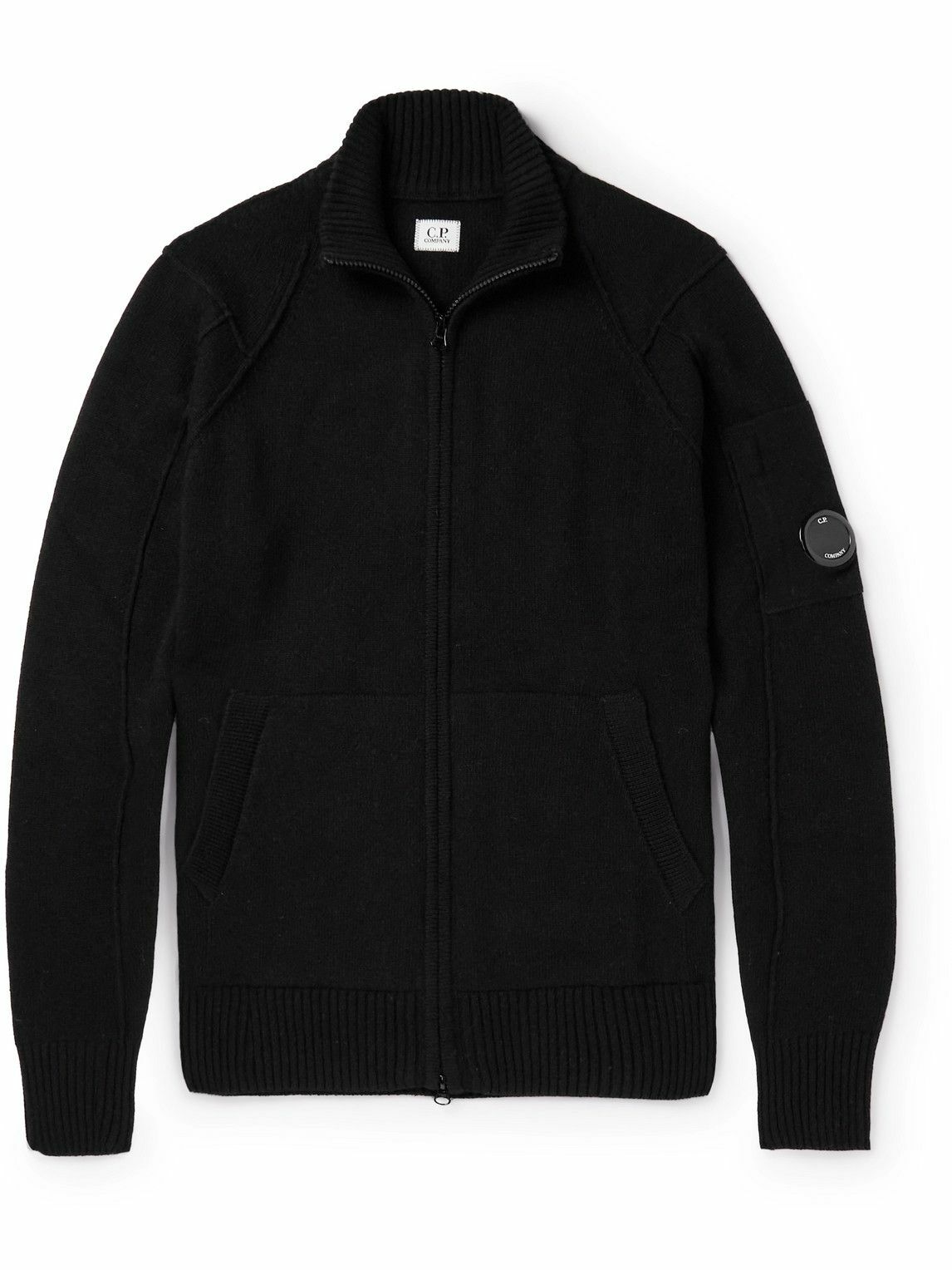 トップス CP company zip Parker C.P. Company - Logo-Appliquéd Ribbed Wool-Blend Zip-Up Cardigan