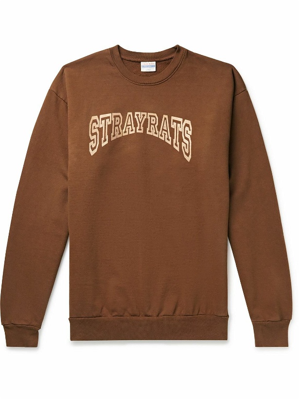 Photo: Stray Rats - Logo-Print Cotton-Jersey Sweatshirt - Brown