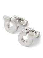 FERRAGAMO - Gancini Logo-Engraved Palladium-Plated Cufflinks