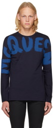 Alexander McQueen Navy Graffiti Long Sleeve T-Shirt