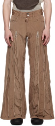 Charlie Constantinou Brown Adjustable Zip Trousers