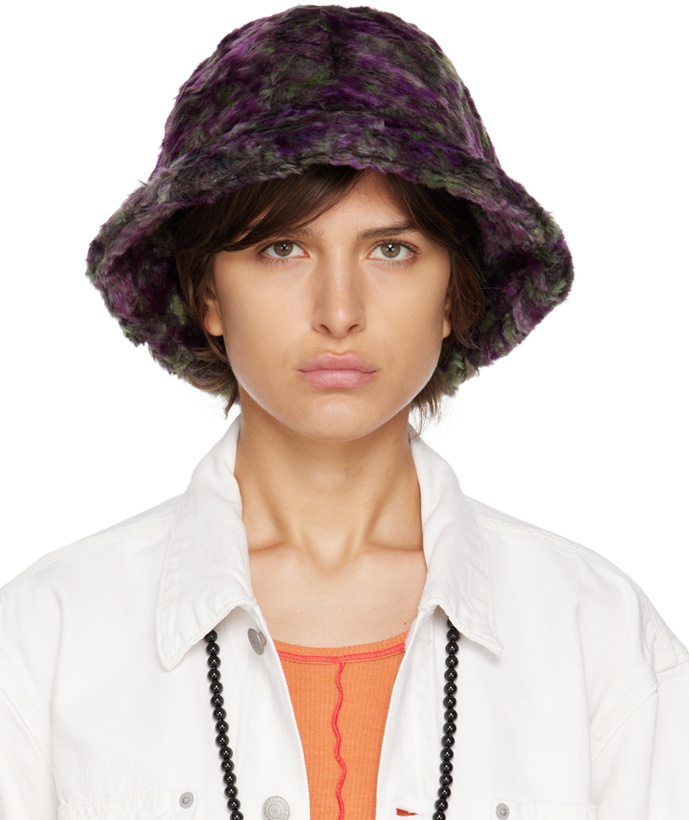 Photo: NEEDLES Purple & Green Faux-Fur Bucket Hat