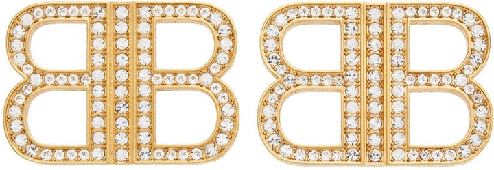 Photo: Balenciaga Gold & Crystal BB 2.0 Earrings