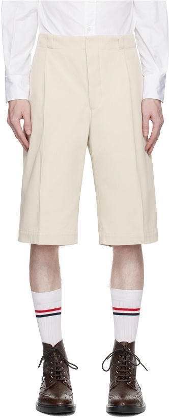 Photo: Thom Browne Off-White Single Pleat Shorts