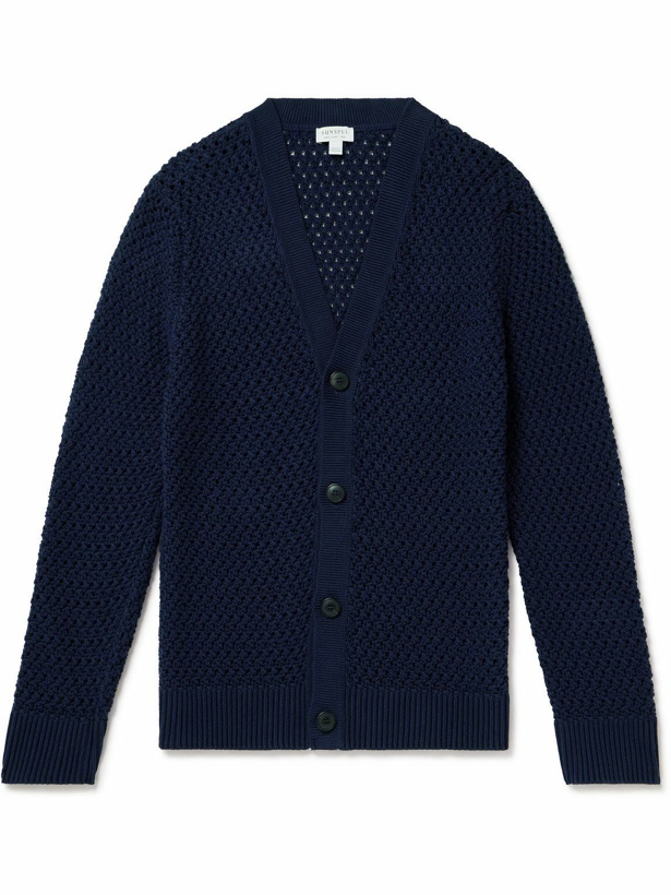 Photo: Sunspel - Crochet-Knit Cotton Cardigan - Blue