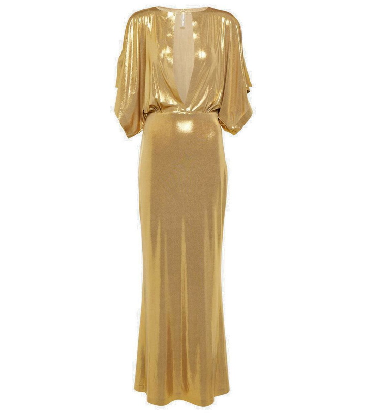 Photo: Norma Kamali Obie metallic jersey maxi dress