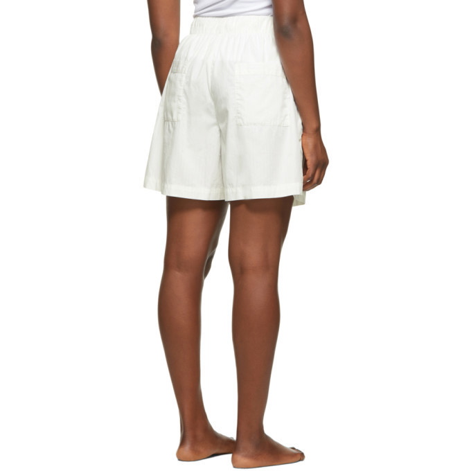 Tekla White Striped Pyjama Shorts Tekla Fabrics