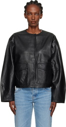 St. Agni Black Utility Cocoon Leather Jacket