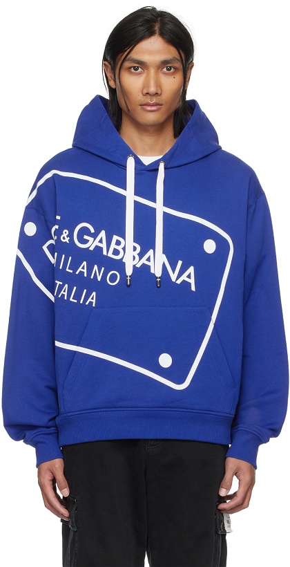 Photo: Dolce & Gabbana Blue Printed Hoodie