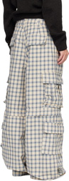 ERL Beige & Blue Zip-Off Plaid Cargo Pants
