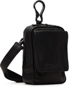 YOHJI YAMAMOTO Black Scratch Horse Leather Zip Shoulder Pouch